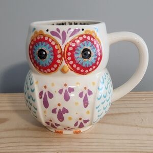 Natural Life Don't Forget to be Awesome Colorful Owl Ceramic Mug NWT